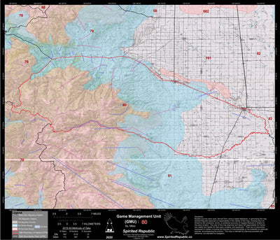 Spirited Republic 2020 Colorado Big Game Elk/Deer Topo Hunt Habitat Range GMU 80 digital map