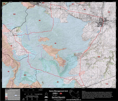 Spirited Republic 2020 Colorado Big Game Elk/Deer Topo Hunt Habitat Range GMU 84 digital map