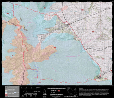 Spirited Republic 2020 Colorado Big Game Elk/Deer Topo Hunt Habitat Range GMU 85 digital map