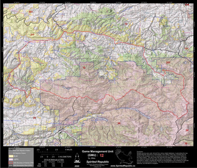 Spirited Republic 2020 Colorado Big Game Elk/Deer Topo Hunt Public Lands GMU 12 digital map