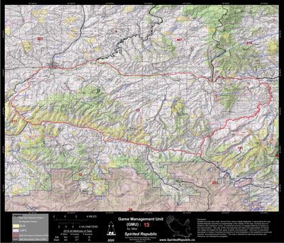 Spirited Republic 2020 Colorado Big Game Elk/Deer Topo Hunt Public Lands GMU 13 digital map