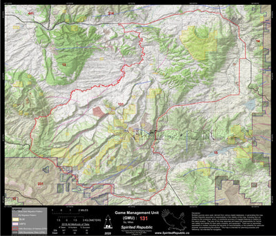 Spirited Republic 2020 Colorado Big Game Elk/Deer Topo Hunt Public Lands GMU 131 digital map