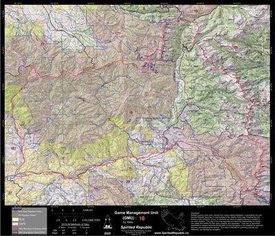 Spirited Republic 2020 Colorado Big Game Elk/Deer Topo Hunt Public Lands GMU 18 digital map