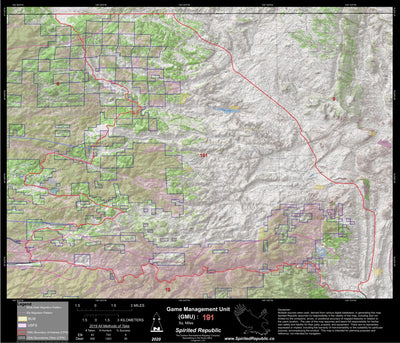 Spirited Republic 2020 Colorado Big Game Elk/Deer Topo Hunt Public Lands GMU 191 digital map