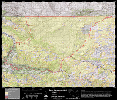Spirited Republic 2020 Colorado Big Game Elk/Deer Topo Hunt Public Lands GMU 2 digital map