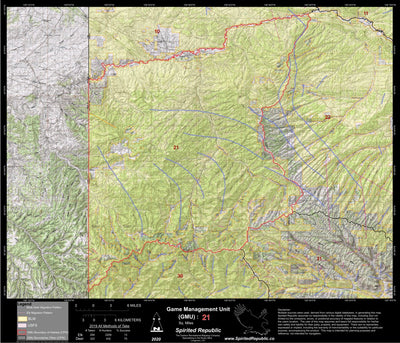 Spirited Republic 2020 Colorado Big Game Elk/Deer Topo Hunt Public Lands GMU 21 digital map