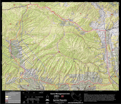Spirited Republic 2020 Colorado Big Game Elk/Deer Topo Hunt Public Lands GMU 22 digital map
