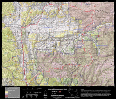 Spirited Republic 2020 Colorado Big Game Elk/Deer Topo Hunt Public Lands GMU 23 digital map