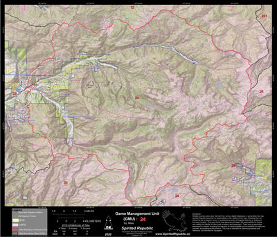 Spirited Republic 2020 Colorado Big Game Elk/Deer Topo Hunt Public Lands GMU 24 digital map