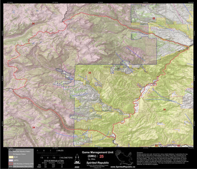 Spirited Republic 2020 Colorado Big Game Elk/Deer Topo Hunt Public Lands GMU 25 digital map