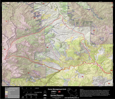Spirited Republic 2020 Colorado Big Game Elk/Deer Topo Hunt Public Lands GMU 26 digital map
