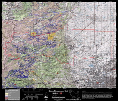Spirited Republic 2020 Colorado Big Game Elk/Deer Topo Hunt Public Lands GMU 29 digital map