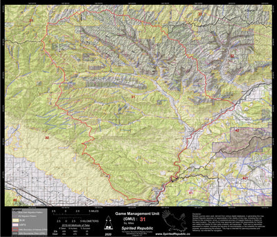 Spirited Republic 2020 Colorado Big Game Elk/Deer Topo Hunt Public Lands GMU 31 digital map