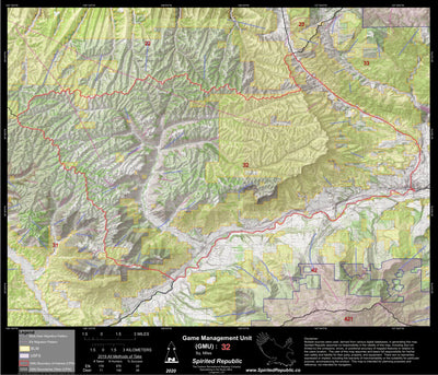 Spirited Republic 2020 Colorado Big Game Elk/Deer Topo Hunt Public Lands GMU 32 digital map