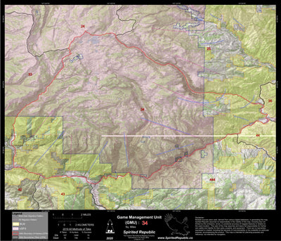 Spirited Republic 2020 Colorado Big Game Elk/Deer Topo Hunt Public Lands GMU 34 digital map