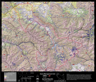 Spirited Republic 2020 Colorado Big Game Elk/Deer Topo Hunt Public Lands GMU 37 digital map
