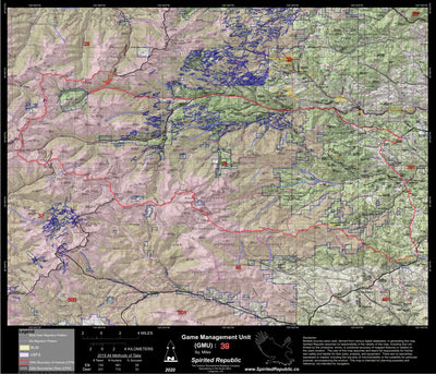 Spirited Republic 2020 Colorado Big Game Elk/Deer Topo Hunt Public Lands GMU 39 digital map