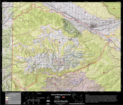 Spirited Republic 2020 Colorado Big Game Elk/Deer Topo Hunt Public Lands GMU 40 digital map