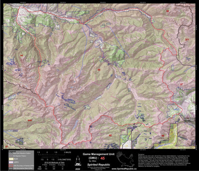 Spirited Republic 2020 Colorado Big Game Elk/Deer Topo Hunt Public Lands GMU 45 digital map