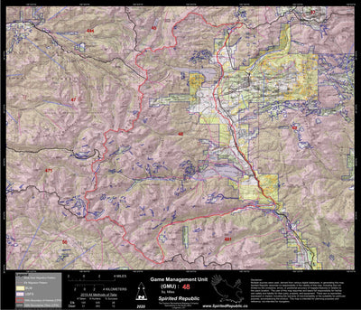 Spirited Republic 2020 Colorado Big Game Elk/Deer Topo Hunt Public Lands GMU 48 digital map