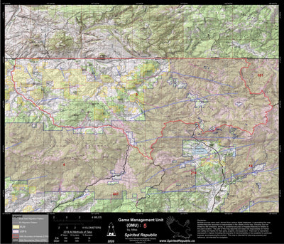 Spirited Republic 2020 Colorado Big Game Elk/Deer Topo Hunt Public Lands GMU 5 digital map