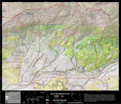 Spirited Republic 2020 Colorado Big Game Elk/Deer Topo Hunt Public Lands GMU 52 digital map