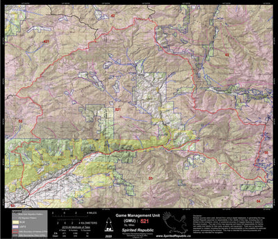 Spirited Republic 2020 Colorado Big Game Elk/Deer Topo Hunt Public Lands GMU 521 digital map