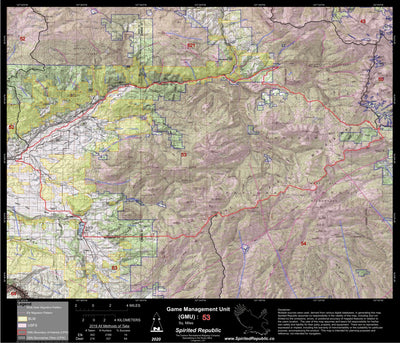 Spirited Republic 2020 Colorado Big Game Elk/Deer Topo Hunt Public Lands GMU 53 digital map