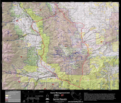 Spirited Republic 2020 Colorado Big Game Elk/Deer Topo Hunt Public Lands GMU 57 digital map