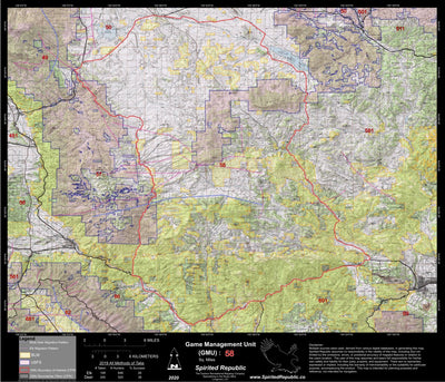 Spirited Republic 2020 Colorado Big Game Elk/Deer Topo Hunt Public Lands GMU 58 digital map