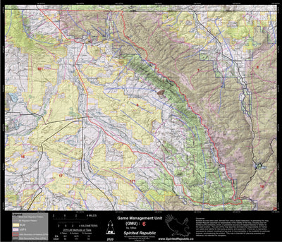 Spirited Republic 2020 Colorado Big Game Elk/Deer Topo Hunt Public Lands GMU 6 digital map