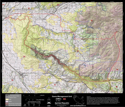 Spirited Republic 2020 Colorado Big Game Elk/Deer Topo Hunt Public Lands GMU 63 digital map