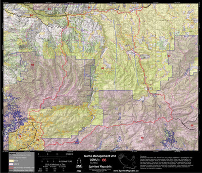 Spirited Republic 2020 Colorado Big Game Elk/Deer Topo Hunt Public Lands GMU 66 digital map