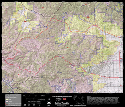 Spirited Republic 2020 Colorado Big Game Elk/Deer Topo Hunt Public Lands GMU 68 digital map
