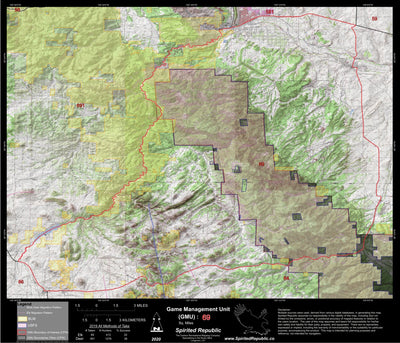 Spirited Republic 2020 Colorado Big Game Elk/Deer Topo Hunt Public Lands GMU 69 digital map