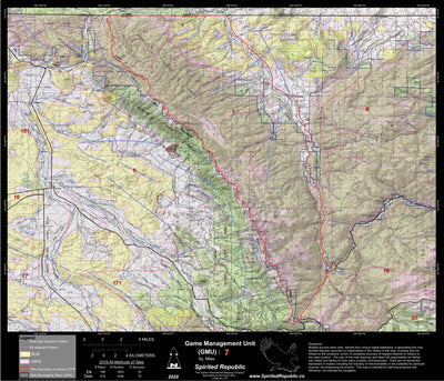 Spirited Republic 2020 Colorado Big Game Elk/Deer Topo Hunt Public Lands GMU 7 digital map