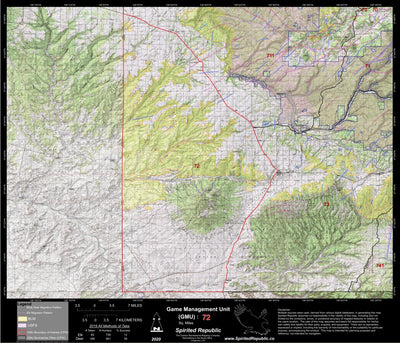 Spirited Republic 2020 Colorado Big Game Elk/Deer Topo Hunt Public Lands GMU 72 digital map