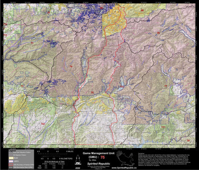 Spirited Republic 2020 Colorado Big Game Elk/Deer Topo Hunt Public Lands GMU 75 digital map