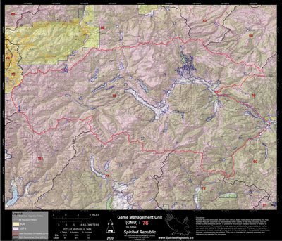 Spirited Republic 2020 Colorado Big Game Elk/Deer Topo Hunt Public Lands GMU 76 digital map