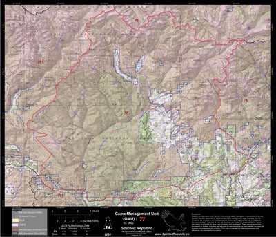 Spirited Republic 2020 Colorado Big Game Elk/Deer Topo Hunt Public Lands GMU 77 digital map