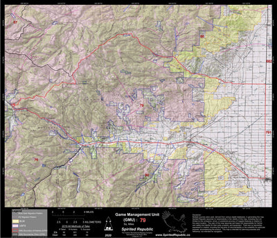 Spirited Republic 2020 Colorado Big Game Elk/Deer Topo Hunt Public Lands GMU 79 digital map