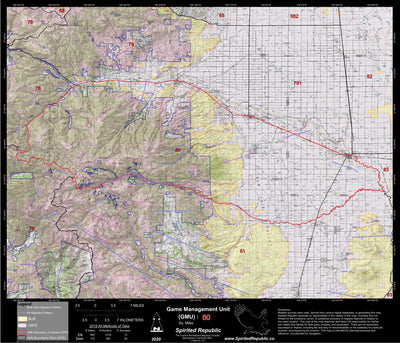 Spirited Republic 2020 Colorado Big Game Elk/Deer Topo Hunt Public Lands GMU 80 digital map