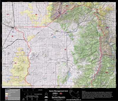 Spirited Republic 2020 Colorado Big Game Elk/Deer Topo Hunt Public Lands GMU 83 digital map