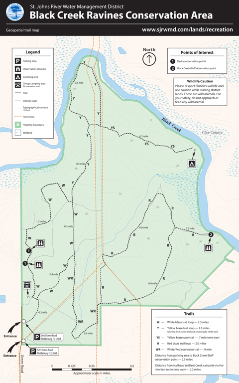 Black Creek Ravines Conservation Area Trails Map by St. Johns River ...