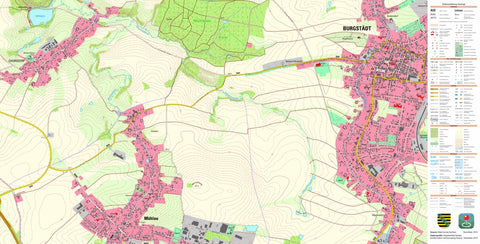 Staatsbetrieb Geobasisinformation und Vermessung Sachsen Burgstädt, Burgstädt, Stadt (1:10,000 scale) digital map