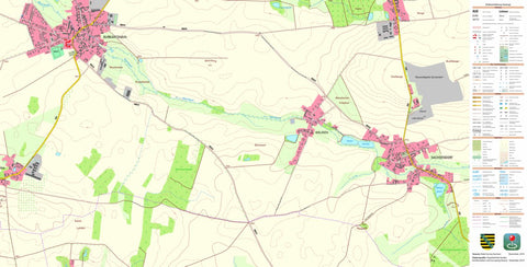 Staatsbetrieb Geobasisinformation und Vermessung Sachsen Burkartshain, Wurzen, Stadt (1:10,000 scale) digital map