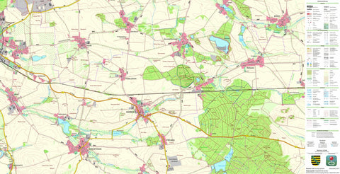 Staatsbetrieb Geobasisinformation und Vermessung Sachsen Burkartshain, Wurzen, Stadt (1:25,000 scale) digital map