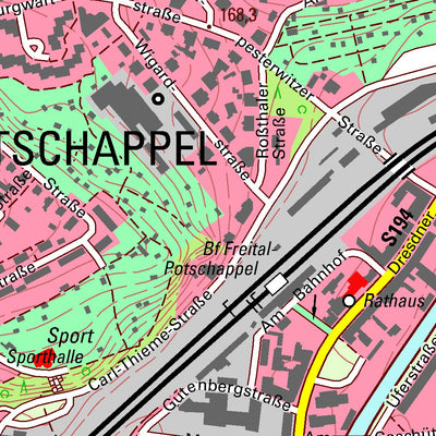 Staatsbetrieb Geobasisinformation und Vermessung Sachsen Döhlen, Freital, Stadt (1:10,000 scale) digital map