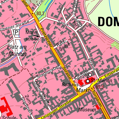 Staatsbetrieb Geobasisinformation und Vermessung Sachsen Dommitzsch, Dommitzsch, Stadt (1:10,000 scale) digital map