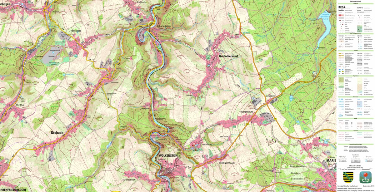 Drebach, Drebach (125,000 scale) Map by Staatsbetrieb